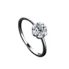 Anillo de Moissanita Nuevo en Stock Anillo de Plata de Ley S925 para Mujer Anillo de Boda para Mujer de 0.5 Quilates