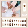 Unhas Postiças Curtas Personalizadas no Atacado, Adesivos de Unha Embalados, Unhas Usáveis, Arte de Unha Ilustrada, Unhas Postiças