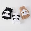 Guantes de Invierno para Niños Niñas Panda Rojo de Dibujos Animados Cálidos Engrosados Medio Dedo Tapa Plegable Guantes de Punto Rellenos