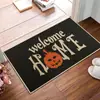 Tapete de Chão Halloween Transfronteiriço Decorado com Caveira, Capacho para Porta de Entrada, Resistente a Manchas e Fácil de Cuidar, Tapete para Banheiro