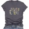 Amazon Europeia e Americana Atacado Transfronteiriço Botas de Cowboy Ocidentais Estampa Casual Solta Gola Redonda Manga Curta Camiseta Feminina Algodão
