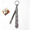 Gris Albaricoque Marrón Caqui Retro Café Cuadros Corbata de Hombre Atada a Mano Perezosa Cremallera Femenina Preppy Estilo Británico