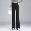 Calça esportiva flare estilosa personalizada para mulheres, novo modelo primavera/outono 2026, cintura alta, modelagem justa, calça boca de sino que afina