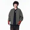 Chaqueta Holgada de Moda con Cremallera Casual Adelgazante Simple Casual Resistente al Viento Cuello de Béisbol Ropa de Trabajo Chaqueta de Vuelo Abrigo