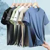 Camiseta Masculina de Seda Gelada Manga Curta Verão Top Fino Respirável Solta Gola Redonda Esportiva Casual Tamanho Grande Secagem Rápida Meia Manga