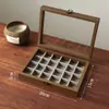 Caja de joyería con cierre de cobre, caja de almacenamiento de accesorios para anillos, collares, pendientes y tachuelas, forrada de terciopelo, con tapa, transparente, de una sola capa, caja compartimentada