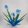 Adornos Metálicos de Agave de Hierro Artesanías de Hierro Orquídea Mariposa Decoración Exterior Clavel Jardín Plantas Artificiales