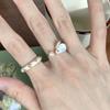 Anillo de perla de conejo con diseño de nicho para mujer, estilo Hepburn, moderno, elegante, de celebridades de Internet, combinable, de alta gama, abierto.