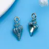 12 Estilos de Goteo de Aceite Azul Océano Sirena Estrella de Mar Caracola Colgante de Aleación de Zinc Pulsera DIY Collar Accesorios de Joyería