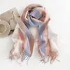 Bufanda Estampada a Rayas Estilo Callejero Europeo y Americano Cachemira Sintética Moda Caliente Bufanda para el Cuello Atmosférica Otoño e Invierno Chal para Exteriores para Mujer