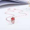 Europeu e Americano Criativo Colorido Flor Lip Chain Titanium Colar de Aço Feminino Personalizado Fox Pingente 14K Ouro Geométrico Clavícula Corrente