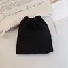 Bolsa de Almacenamiento de Pana de Color Sólido Bolsa de Cosméticos con Cordón en Blanco Bolso de Mano Portátil de Gran Capacidad Bolsa con Cordón