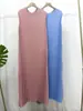 Vestido Plisado Miyake para Mujer Verano Gama Alta 2025 Nuevo de Verano Cuello en V Color Sólido Sin Mangas Holgado