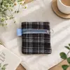 Porta-moedas de Lã Xadrez Grande Capacidade Acessórios para Joias Bolsa de Armazenamento à Prova de Poeira Mini Bolsa de Lona Portátil de Mão