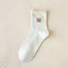 Calcetines de Mujer Verano Finos Malla de Puntos Animales de Dibujos Animados Osito Perro Pequeño Sin Costuras Media Pantorrilla Algodón Peinado Transpirables Estilo Versátil