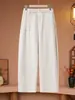 Calças pantalona femininas para mães, calças compridas de primavera e outono, cintura elástica estilosa, corte solto, calças casuais para meia-idade e idosos