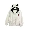 Sudadera con capucha de punto retro americano de lunares y orejas de gato para mujer, nueva chaqueta casual estilo universitario para primavera y otoño 2026, moderna