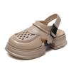 Sandalias huecas de fondo grueso de piel de vaca de primera capa para mujer 2023 verano nuevo vintage tacón medio hecho a mano cuero zapatos de mujer