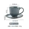 Conjunto de Xícaras de Café Estilo Japonês Vintage com Efeito Kiln Change Xícara Cerâmica com Padrão Vertical para Chá da Tarde Xícara de Café da Manhã Xícara de Café Minimalista