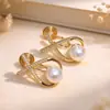 Pinzas para Orejas de Bobina de Mosquito Dulces e Indoloras Estilo Coreano para Mujeres, Pendientes de Moda de Lujo Ligero con Cruz de Zirconia y Perla