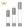 Botella de vacío tipo UV de fábrica de 15 ml, 30 ml, 50 ml, botella de vacío para dispensar loción con pulsador UV electrochapado, botella dispensadora de sérum