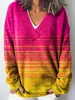 Sudadera de cuello redondo de marca independiente europea y americana, suéter de punto multicolor de manga larga con cuello en V para otoño e invierno, línea creativa original