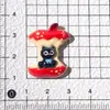 Maçã Vermelha Brilhante Simulada Gato Preto Criativo DIY Cola de Creme Grampo de Cabelo Capa de Celular Caixa de Armazenamento Flor de Sapato Adesivo para Copo de Água