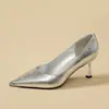 Tacones Altos Plateados para Mujer 2026 Primavera/Otoño Nuevos Impresionantes Cómodos Tacones Finos con Estilo para Vestidos de Noche Zapatos de Salón Metálicos Puntiagudos