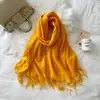 Cachecol de Comércio Exterior Cor Sólida Feminino Imitação de Caxemira Outono e Inverno Novo Cachecol Quente de Comprimento Médio Grande Xale Atacado