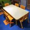 Mesa Quadrada Longa Lifting de Luxo. Mesa Quadrada Longa para Crianças de Jardim de Infância Mesa para Seis Pessoas Mesa para Pintura Placa à Prova de Fogo Mesas e Cadeiras para Crianças