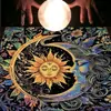 Mantel de Tarot Tela Estera Carta de Tarot Fase Lunar Flor Solar Mantel de Terciopelo