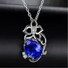 Pendente Criativo Flor de Cinco Pontas Diamante Safira Tanzanita Tanzaniana Diamante Azul Pedra Colorida Pétala Pingente