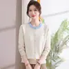 Nuevo suéter de manga larga para madres de mediana edad y mayores, tejido de punto pullover moderno y sencillo, suéter versátil