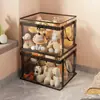 Contenedor de almacenamiento de peluches de gran capacidad y estilo, caja de almacenamiento de muñecas transparente a prueba de polvo para la sala de estar