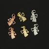 Cobre banhado a ouro Ouro branco ouro rosa micro incrustação de diamantes completos Pingente pequeno Coração de Anjo acessórios de joalheria para brincos DIY pingente