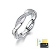 Anillo Cruzado Trenzado Entrelazado de Plata S925 Moissanita Micro-pavimentado Anillo para Dedo Anillo de Boda para Mujer Lujo Ligero Fábrica de Origen