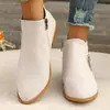 Estación independiente deseo zapatos de mujer de comercio exterior nuevo tacón grueso talla grande botas de mujer gamuza botas martin tacón bajo cremallera lateral botines mujer