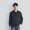 Também, a camisa polo clássica com gola alta, de manga comprida, malha de outono masculina, corte solto, adequada para o trabalho e uso casual