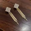 Pendientes Largos con Borla de Diamantes Completos, Nuevo Estilo Francés de Moda, Moda Nicho, Pendientes Largos Versátiles, Pendientes Estilo Vacaciones