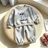 Conjunto de Moda Coreana para Niños de Primavera y Otoño Sudadera de Manga Larga y Pantalones Jogger con Dibujos Animados de Dinosaurio de Moda Conjunto Elegante de Dos Piezas