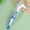 Cepillo de dientes especial de doble cabeza para limpieza de dentaduras postizas de adulto mango grande cepillo de dientes de doble cara para dentaduras postizas cepillo para cuidado de brackets venta al por mayor de fábrica