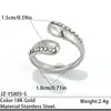 Anillo de Color Diamante Acero Inoxidable 304 Cruzado Lujo Ligero Francés Nicho Color Circonita Cúbica Acero de Titanio Pulsera Abierta No se Desvanece
