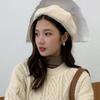 Boina de Otoño e Invierno Sombrero de Mujer Estilo Coreano Felpa Cálido Moda Retro Sombrero de Pintor Británico Versátil Parte Superior Plana Adulto