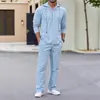 2025 Nuevo Amazon Sudadera con Capucha de Manga Larga Conjunto Lino Otoño Holgado Casual Algodón Lino Cárdigan Camisa