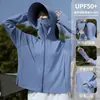 Roupas de Proteção Solar para Venda por Atacado Feminino 2026 Nova Seda Gelada Anti-UV UPF50+ Fina Respirável Roupa Externa Capuz Grande Solta