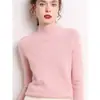 Suéter Feminino Grosso Solto de Cashmere com Gola Alta Meia-Calça Outono e Inverno Camada Base Malha de Lã para Mulheres