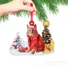 Decoração de Natal Animal Novo Transfronteiriça Pingente Decoração de Árvore de Natal Gato de Natal Criativo Carro de Trenó Infantil e Fofo