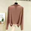 Nueva Camiseta de Modal con Cuello Alto a Media Altura para Mujer, Camisa Base de Manga Larga para Primavera y Otoño, Ropa Exterior Delgada Adelgazante Talla Plus