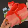 Cardigan de tricô fashion estilo coreano 2026, gola redonda, manga longa, para mulheres, modelagem solta, emagrecedor e versátil, suéter arco-íris para mulheres