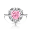 Anillo de Corazón con Corte de Flor de Hielo de Piedra Preciosa de Color Más Vendido Transfronterizo de Tiktok Moda Simple Anillo de Corazón de Diamante de Alto Carbono Envío Directo en Vivo